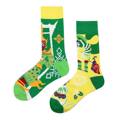 Mandarin duck asymmetric ab socks net red ins animal and plant in the tube cartoon fashion sports cotton socks