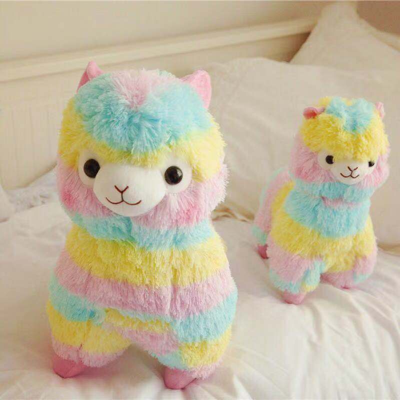 20cm Kawaii Rainbow Alpaca Plush Toys Soft Stuffed Animal Sheep Plushies Peluches Cute Dolls Kids Toys for Childrens Gift Room Decor