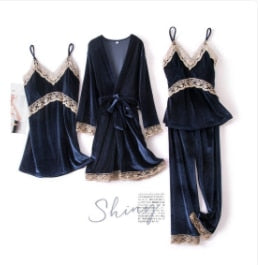 JULY'S SONG Pink 7 Pieces Women's Pajamas Sets Faux Silk Striped Pyjama Women's Pajamas Sleepwear Sets Spring Summer Homewear