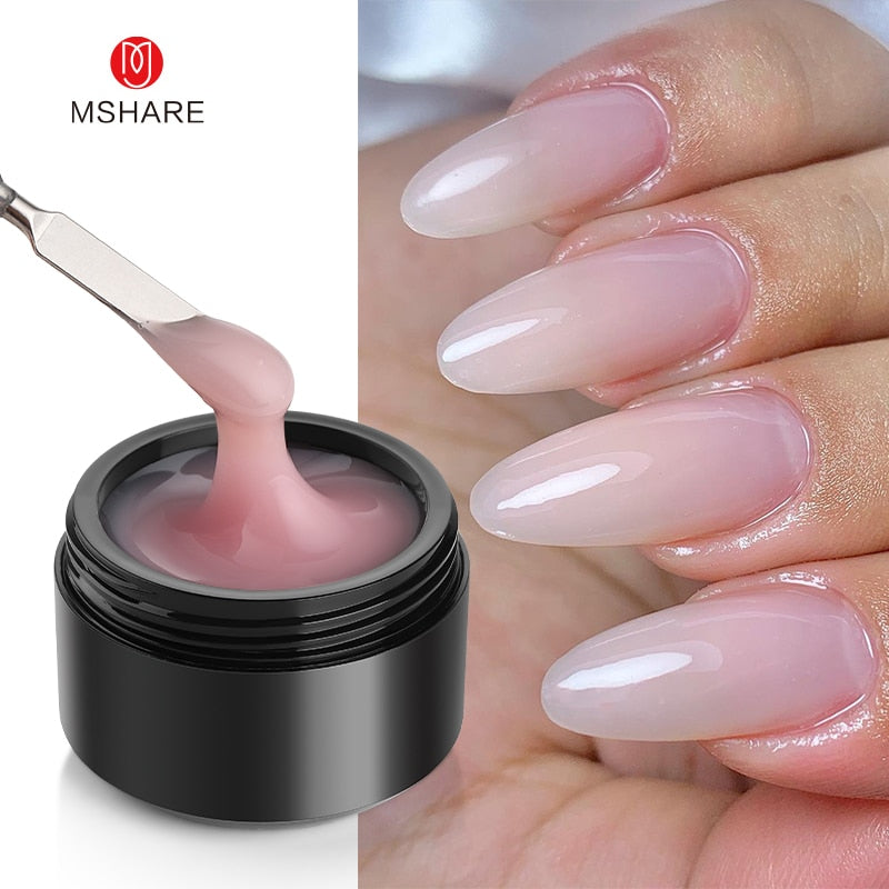 MSHARE Milky White Builder Nail Extension Gel in A Bottle 10ml Self leveling Nails Quick Building Clear Pink UV Led Gel