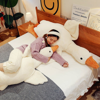 GIANT Duck Plush Toy 190cm Cute Big White Goose Stuffed Animal Plushies Kawaii Huge Large Sleeping Pillow Cushion Sofa Bed Soft Doll Birthday Gift for Girls