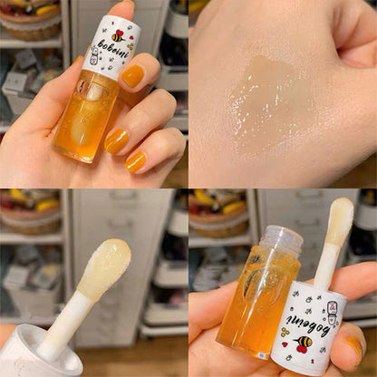 Peach Milk Honey Lip Oil Relieves Dry Moisturizing Lip Gloss Fades Lip Lines Water Light Lips Big Brush Head Korean Cute Makeup