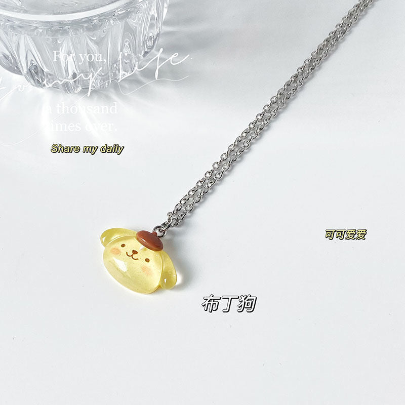 New Hello Kitty Pearl Necklace Cartoon Sanrio Anime KT Cat Luxury Y2k Sweet Clavicle Pendant Christmas Gift Girls Without Box