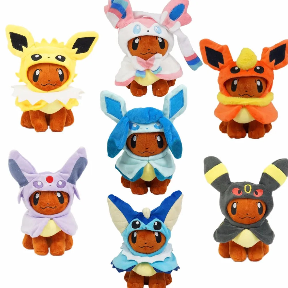 8" Pokemon Eevee Poncho Umbreon Espeon Jolteon Vaporeon Sylveon Flareon Plush Figure Toys