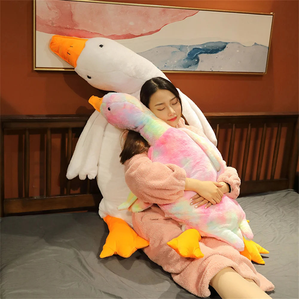 50-190cm Giant Duck Plush Toys Fluffy Sleep Pillow Cute Animal Stuffed Swan Goose Soft Dolls Floor Mat Kids Girls Birthday Gift