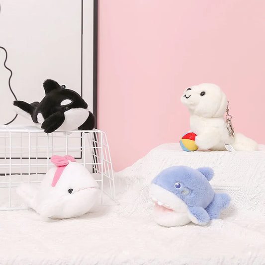 Sea Animal Plush Orca Plush Keychain Pendant Anime Ocean Series Doll Seal Backpack Pendant Event Gift Plush Animal Beluga Toy
