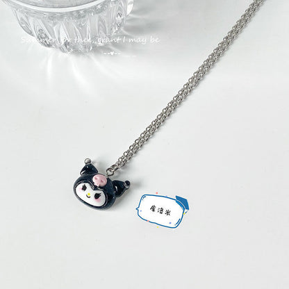 New Hello Kitty Pearl Necklace Cartoon Sanrio Anime KT Cat Luxury Y2k Sweet Clavicle Pendant Christmas Gift Girls Without Box