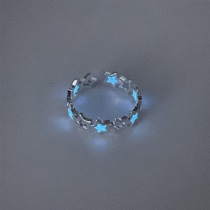 Luminous Love Heart Finger Ring Glow In Dark Fashion Adjustable Couples Rings Silver Color Pink Blue Light Jewelry Lover Gift
