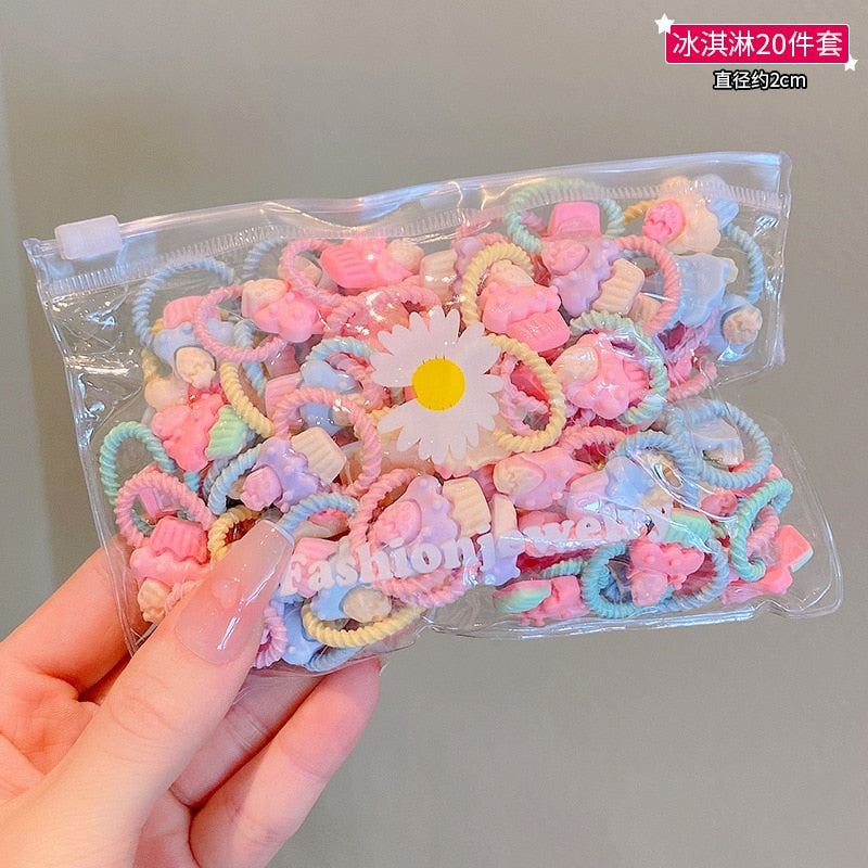 20/10Pcs Cute Rubber Bands for Children Will Not Harm Hair with Good Elasticity. Girl Baby Headbands and Curly Hair Accessories