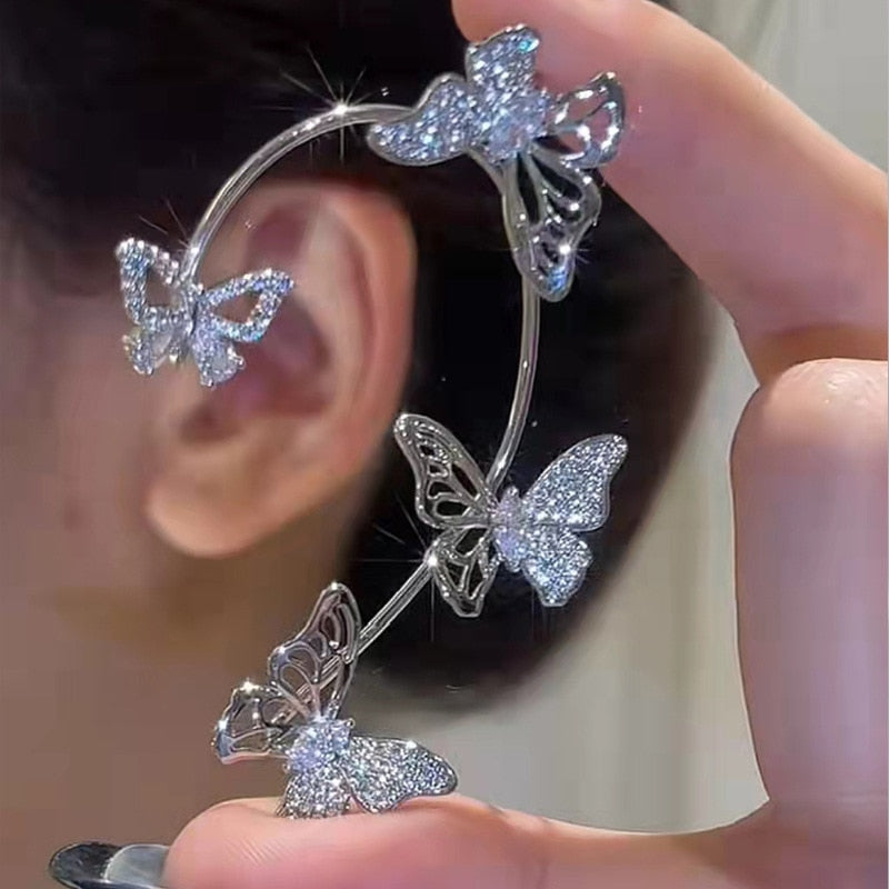 1 Pc Chic Elf Ear Cuff Maple Leaf Hollowed Zircon Leaf Cosplay Fairy Earring Clips for Women Girls Wedding Ear Cuff Jewelry