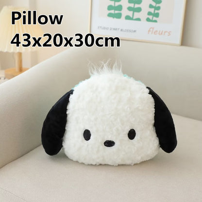 Cute Sanrio Pochacco Headrest Safety Belt Cover Soft Car Accessories Stuffed Animal Back Cushion Plushies Hug Pillow Blanket Plush Toy Birthday Gifts