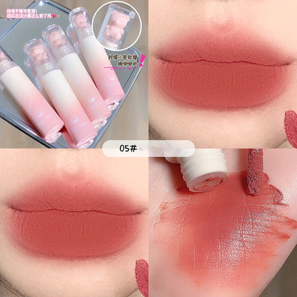 Little Bear Crystal Frozen Strawberry Glossy Lip Glaze Mirror Whitening Nude Doodle Lip Korean Makeup y2k Cosmetics Lipsticks