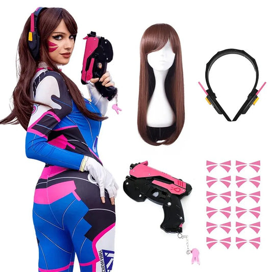 Overwatch D.va Cosplay Costume Bodysuit Zenti Game Women Adult Jumpsuits Wig Gun Earphone Full Suit Halloween Party Costumes Clothing