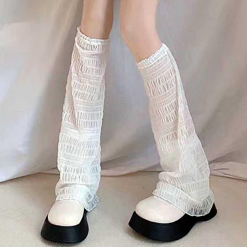Lolita Socks Cute Flared Knitted Long Warmers Foot Cover White Arm Warmer Leg  Kawai Jk Autumn Calf Gaiters Sweet Legwarmers