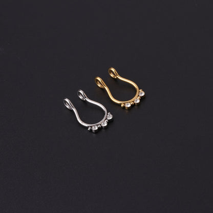 1pc Surgical Steel C Clip on Nose Fake Piercing Septum Rings Hoop CZ Non-Pierced Fake Nose Ring for Women Men Body Jewelry