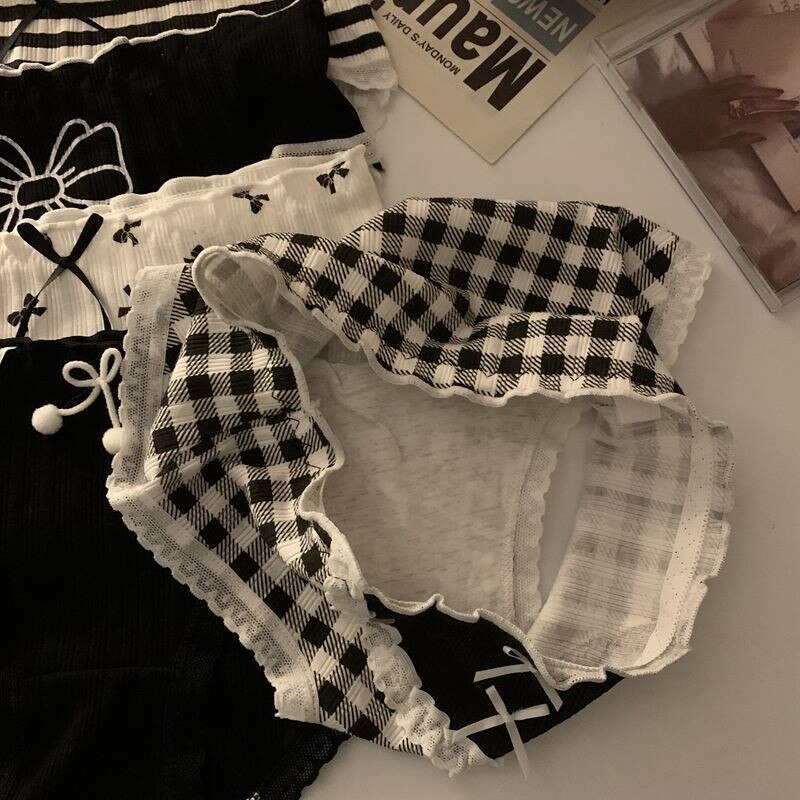 Lolita Girls Bow-knot Cotton Underwear Japanese Ladies Cute Antibacterial Mid-waist Briefs Lingerie