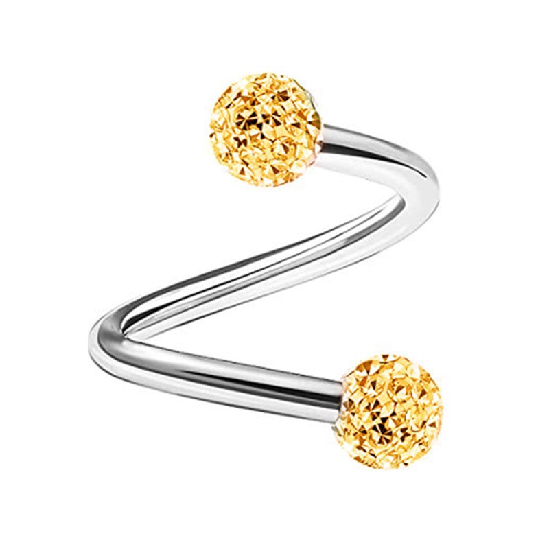 1PCS Stainless Steel Crystal Twist Helix Earring Cartilage Jewelry S Shape Labret Piercing Lip Ring Twist Tragus Earring Stud
