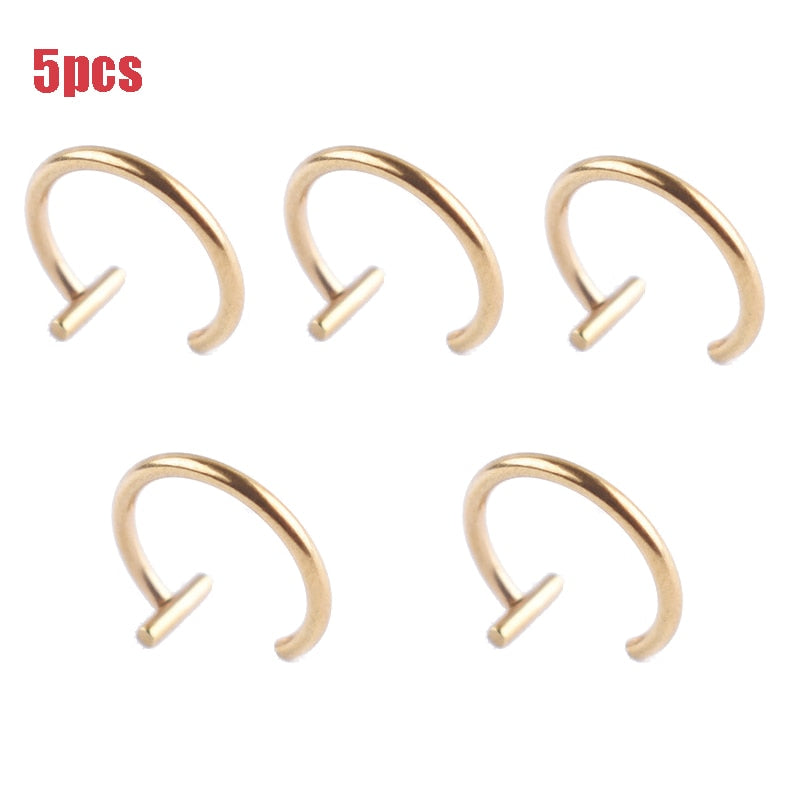 5Pcs Lip Nose Rings Neutral Punk Lip-shaped Ear Nose Clip Fake Diaphragm with Perforated Lip Hoop Body Jewelry Steel Ring