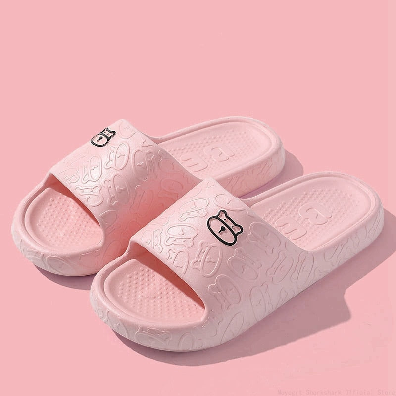 Cute Cat Print Women Slippers Home Indoor Slides Men Women Flat Slippers Cartoon Non-Slip Outdoor Beach Slides Shoes Shower