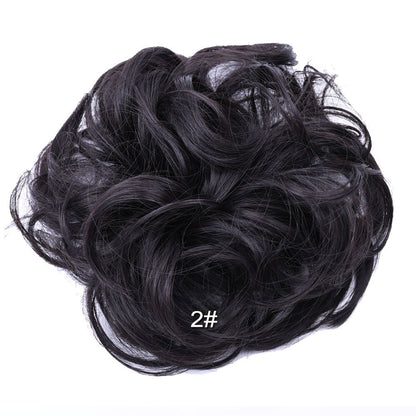 Jeedou Messy Bun Chignon Donut Hair Pad Elastic Hair Rope Rubber Band Synthetic Hairpiece Black Gary Brown Color