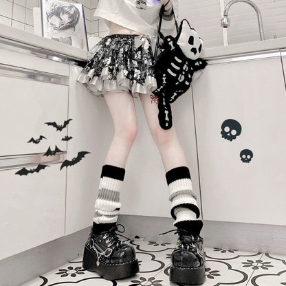 Gothic Women's Striped Leg Warmers Lolita Long Socks Knitted Leggings Japanese Sweets Winter Socks Kawaii Arm Ankle Warmers