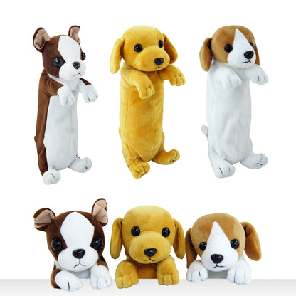 3D Plush Dog Pencil Pouch BB FUNHOUSE Soft Animal Stationery Cartoon Storage Pen Bag Box for School Supplies Girl Students