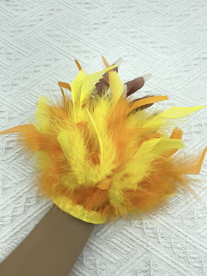Women Natural Fur Feather Cuffs Snap On Bracelet Arm Cuff Shirts Sleeves For Women Real Ostrich Feather  Anklet Wrist Cuff
