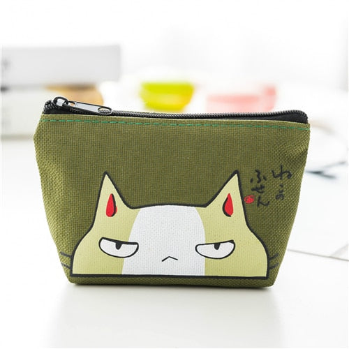 Canvas Cotton Coin Bag Pure Zipper Cartoon Cute Cat Coin Key Bag Money Pocket Women Men Coin Purse Small Wallet Kid