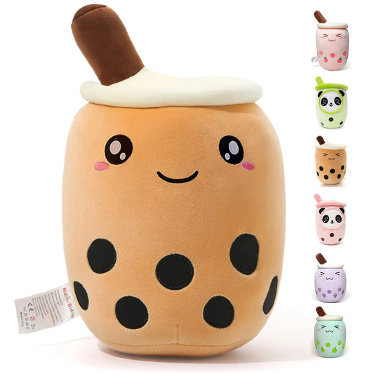 Boba Plush 9.8inch Kawaii Plushies Bubble Tea Cute Pillow Soft Brown Milk Tea Stuffed Animal for Kids/Girls/Boys