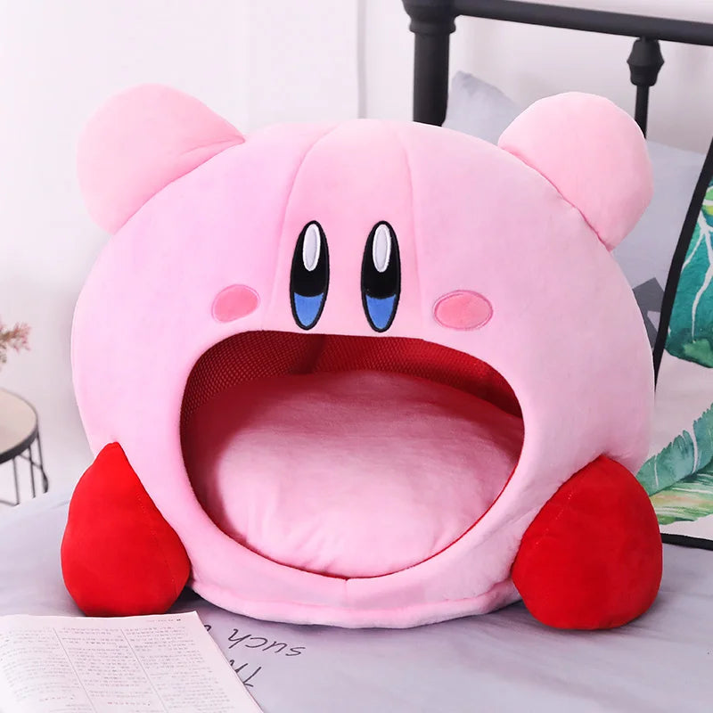 Anime Games Kirby Peripheral Cartoon Plush Doll Funny Nap Pillow Soft Pet Cat Nest Kawaii Kirby Stuffed Toy Pet Bed Deco Gift