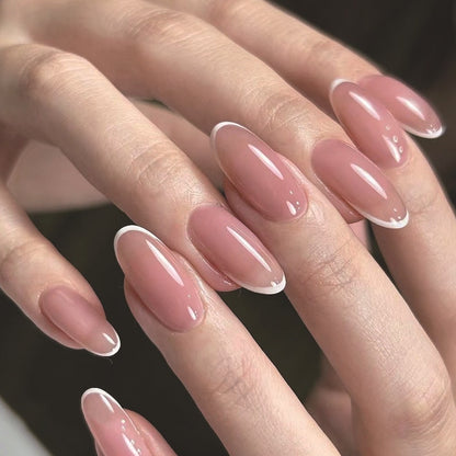 24PCS/box Mid-length  stiletto nail tips Gradients wear full cover paragraph fashion Manicure patch false fingernails for girls