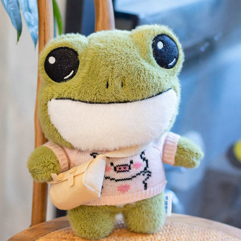 29cm Cute Soft Big Eyes Frog Plush Doll Stuffed Animals Plush Toy Dolls Sweater Frog Kids Toys Birthday Gifts for Girls Children