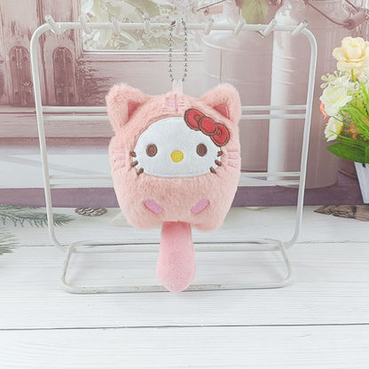 Sanrio Badtz Maru Plush Penguin Kuromi Cinnamoroll Dress-Up Cat Doll Keychain My Melody Anime Cartoon Backpack Cute Pendant Children Toys