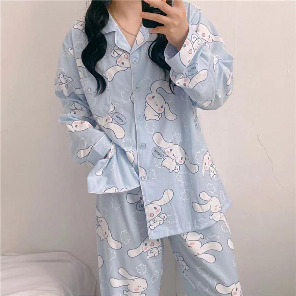 Kawaii Anime Sanrio Cinnamoroll Pajamas Clothes Cartoon Cute Loose Casual Cardigan Homewear Suit Long Sleeve Trousers Girls Gift