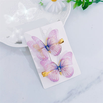 2PCS New Fashion Temperament Butterfly Baby Girls Hairpins Cute Hair Clips Kids Headwear Children Hair Accessories