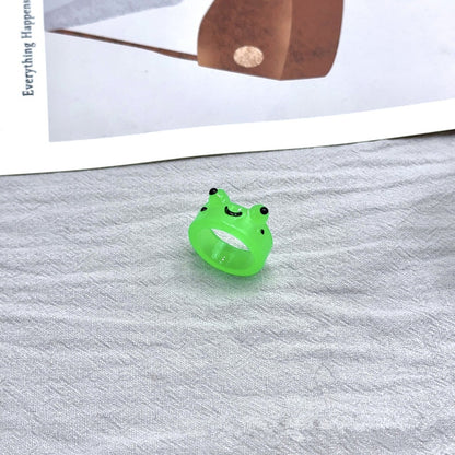 Colorful Luminous Frogs Acrylic Ring for Women Cute Funny Cartoon Animal Aesthetic Glow In The Dark Rings Summer Jewelry Gift