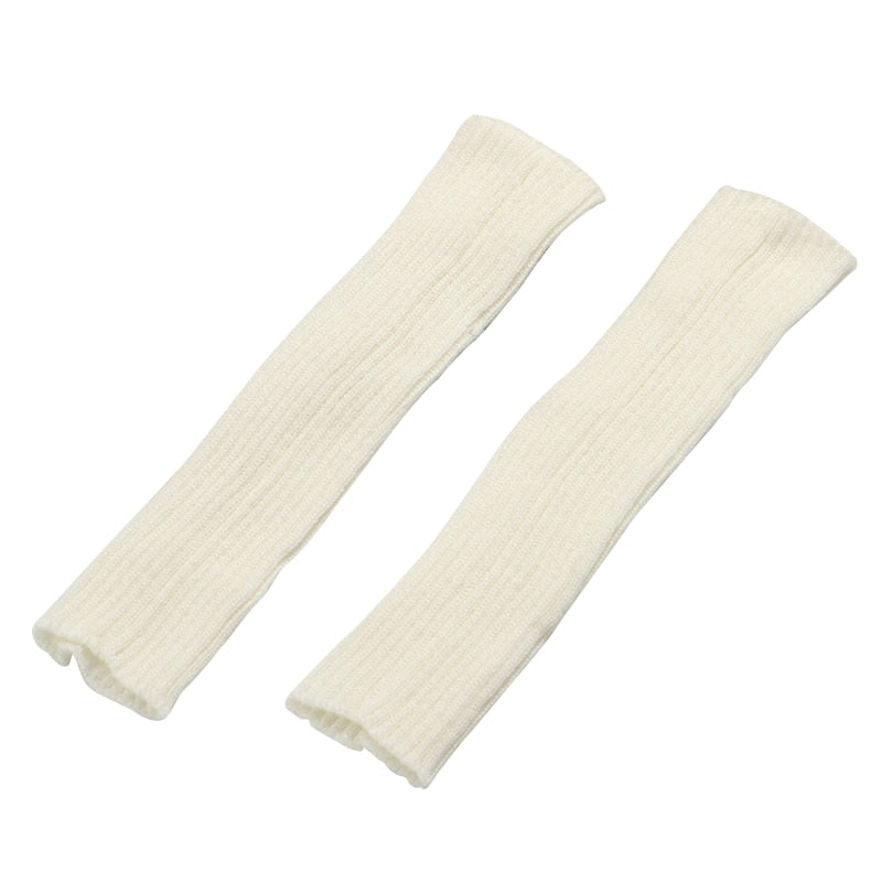 Japanese Lolita White Black Leggings Leg Warmers Women Girls Kawaii Knitted Socks Boot Cuffs Warm Foot Cover