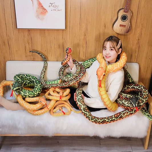 110/160CM Realistic Python Snake Plush Toy Giant Boa Cobra Long Stuffed Animal Snake Plushie Pillow Children Boys Gift Home Decoration