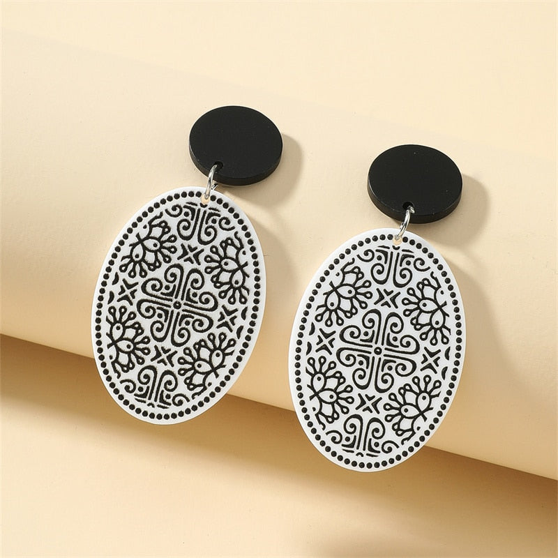 New Pattern Earring New Retro FlowerContrast Color Square Earrings Acrylic Simple Candy Color Earrings Pendientes Piercing