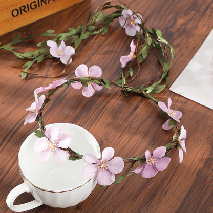 Bohemian Rattan Flower Vines Crown Headband for Bride Wedding Hair Accessories Girls Floral Wreath Head Band Hairstyles Headdres