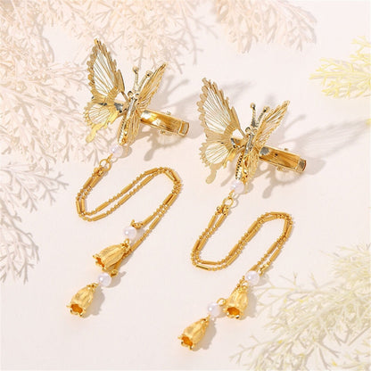 Elegant Tassel Butterfly Hairpin Female Antique Accessories Trembling Butterfly Side Clip Moving Butterfly Hairpin Headdress