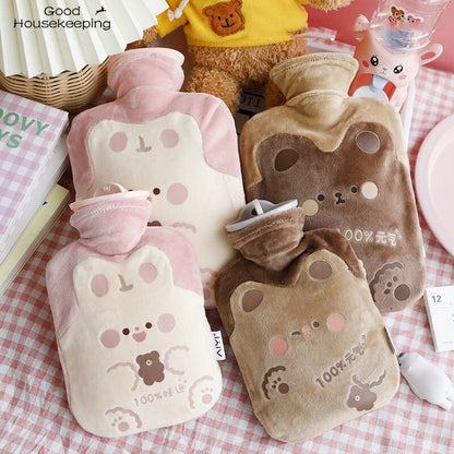 Cute Hot Water Bottle Bag for Girls Plush Shoulder Hand Warmer Heat Pack Warm Belly Instant Hot Pack Winter Water Heating Pad