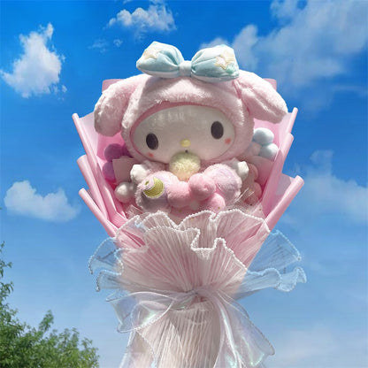 Cartoon My Melody Kuromi Cinnamoroll Kt Cat Hello Kitty Plush Doll Toy Sanrio Bouquet Gift Box Valentine's Day Christmas Graduation Gifts