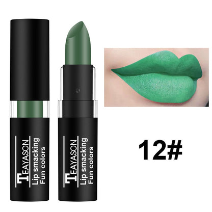 Hot Sale Waterproof Velvet Matte Black White Lipstick Lasting Pigment Green Purple Lipstick Christmas Halloween Party Lip Makeup