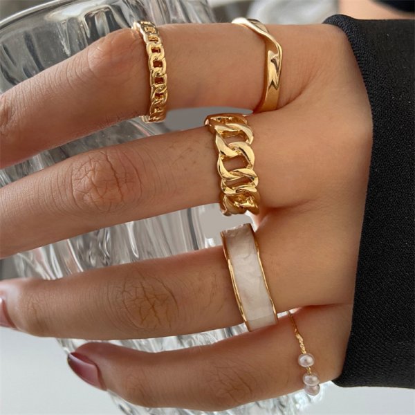 Vintage Punk Butterfly Tassel Chain Ring With Bracelet Link Wrist Chain Finger Rings For Women Flower Pearl Zircon Ring Jewelry
