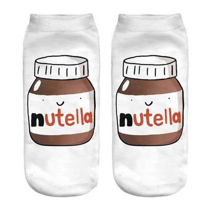 Women Funny Cute 3D Print Foods White Nutella Character Socks Unisex Happy Cartoon Donuts Biscuit Dessert Gift Sokken Dropship