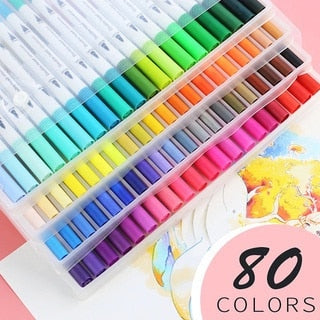 Vibrant Colors 168pcs Marker Set Double Ended Pens for Artists - Manga Drawing School Art Supplies