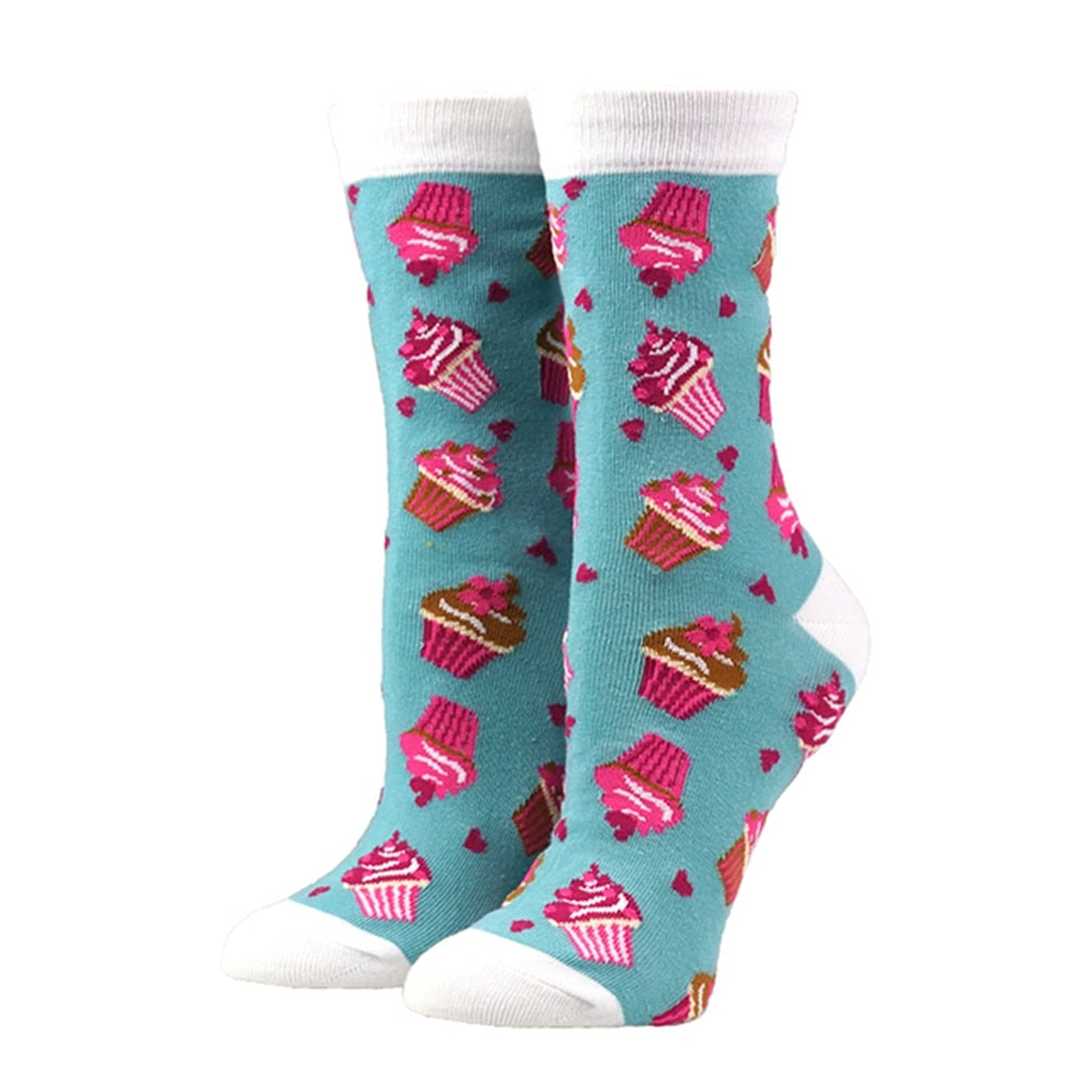 Cute Women Socks Cartoon Animal Food Fruit Socks  Kawaii Funny  Trendy Socks Happy Harajuku Casual Socks Autumn Spring Stocking