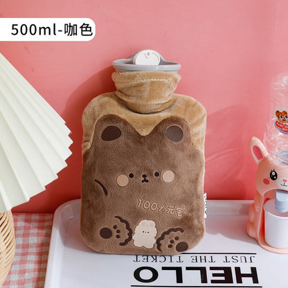 Cute Hot Water Bottle Bag for Girls Plush Shoulder Hand Warmer Heat Pack Warm Belly Instant Hot Pack Winter Water Heating Pad