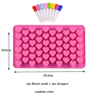 Gummy Bear Mold Silicone Chocolate Mold with Dropper DIY Dinosaur/Bear/Heart and Mini Donuts Valentine's Day Party Baking Mold